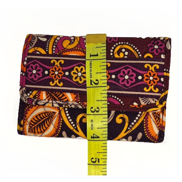 Vera Bradley Safari Sunset Quilted Cotton Trifold Wallet Purple Orange - Picture 8 of 9